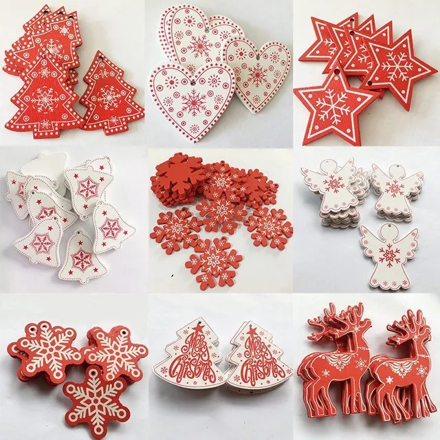 Wooden Christmas Ornaments 10pcs