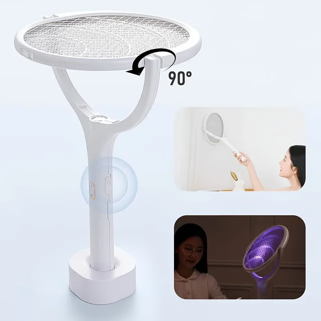 Electric mosquito swatter with adjustable angle + LÁмпа for mosquito smoothing, charging, home mosquito repellent, electric liquidator