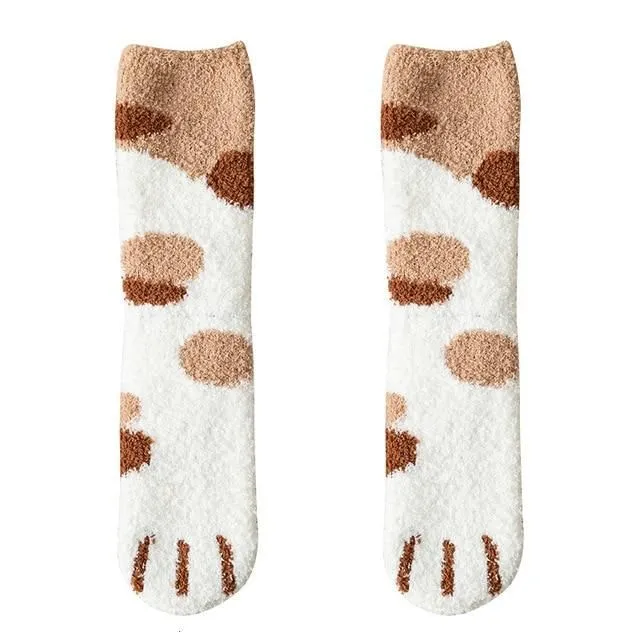 Warm socks in the shape of a paw