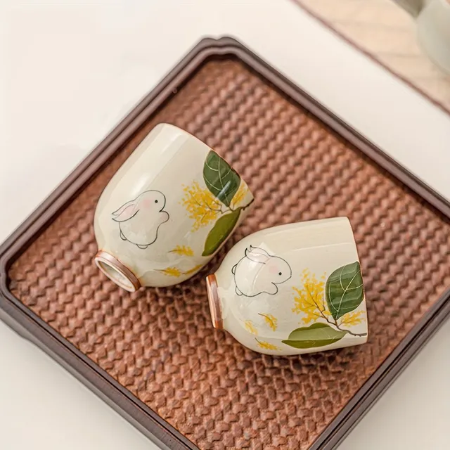 Tasse en céramique élégante avec motif de lapin - Tasse artisanale au style rustique, idéale pour déguster un délicieux thé