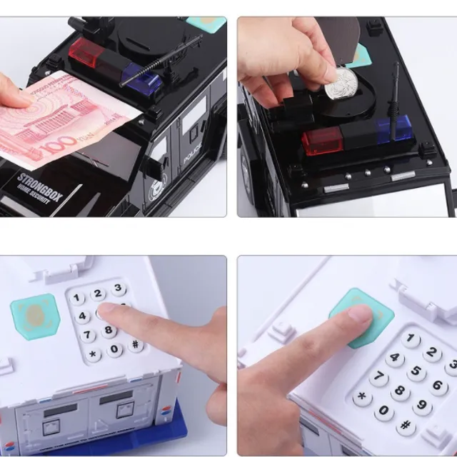 Baby car money box to store money using password and fingerprint