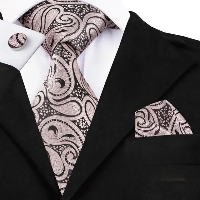 Men's luxury set with pattern | Tie, Handkerchief, Cufflinks