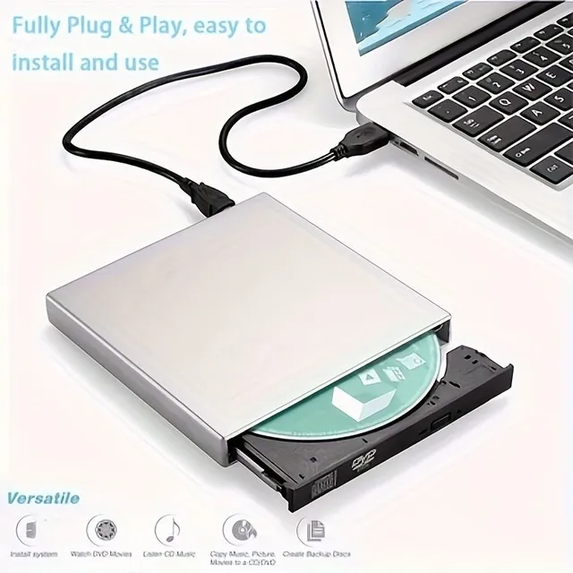 Zewnętrzna mechanika CD DVD dla notebooka, przenośny cienki dysk USB