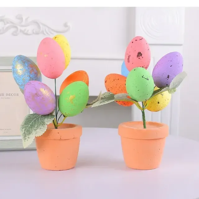 Design decoration in the shape of a flower pot with colorful beauties - several color variants
