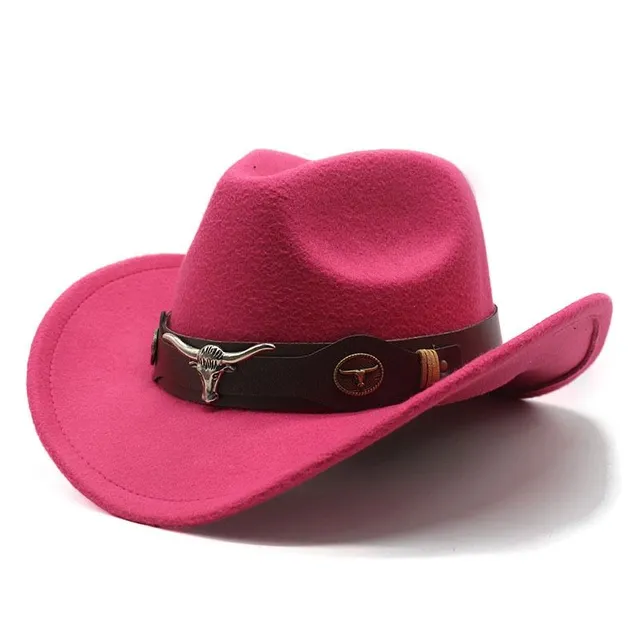 Luxusný unisex monocolor módny luxusný western klobúk s ozdobou