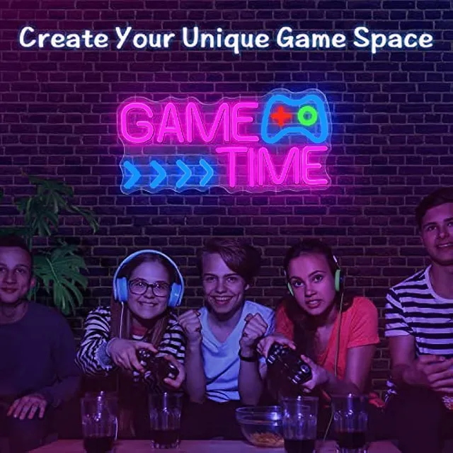 Letrero LED neón "Game Time" para pared - Para zona de juegos y fiestas