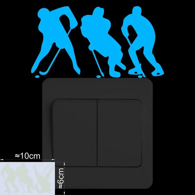 Moderná fosforeskujúca nálepka s motívmi hokejistov na ľahké nájdenie spínača v tme