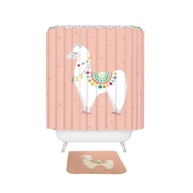 Shower curtain and preposition with llama 2 pcs