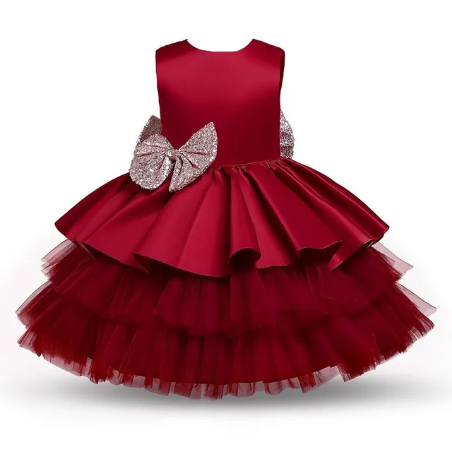 Girls formal fluffy dress with big bow