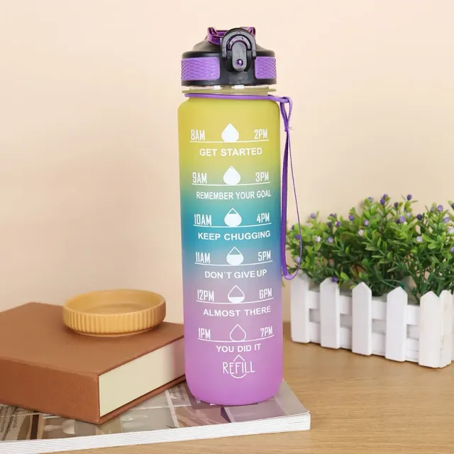 1000ml Water bottle - Motivating sports bottle with drink