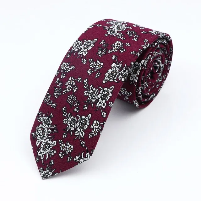 Štýlová unisex kravata s kvetinovým motívom Clive