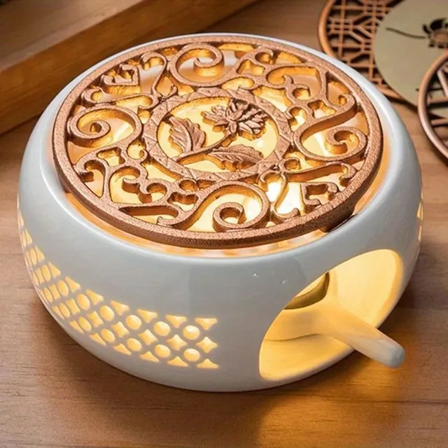 Zahrejte si šálku - keramický stojan na varnú kanvicu s ohrievačom - ideálny na čajové momenty