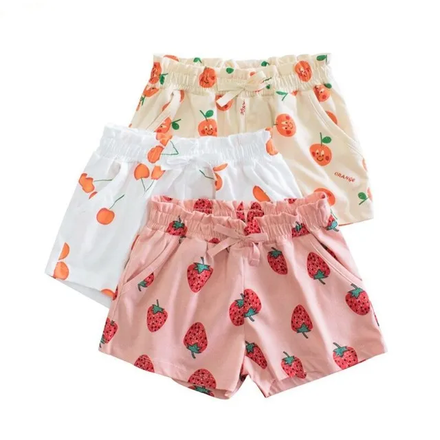 Children's classic sports summer elastic shorts with fruit printing