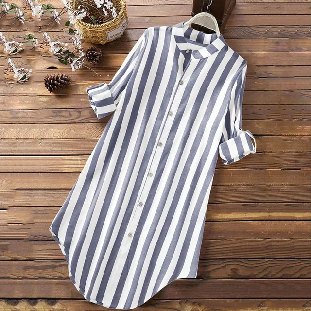 Striped long tie ladies summer dress