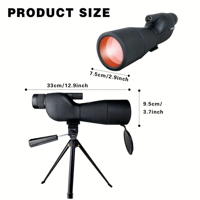 Waterproof telescope BK7 HD for bird watching and wild game with tripod, portable case and quick phone stand