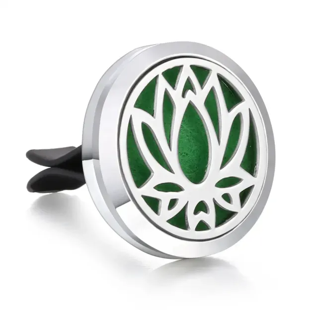 Aromatherapeutic diffuser fragrance into a car made of stainless steel and alloy shaped flower