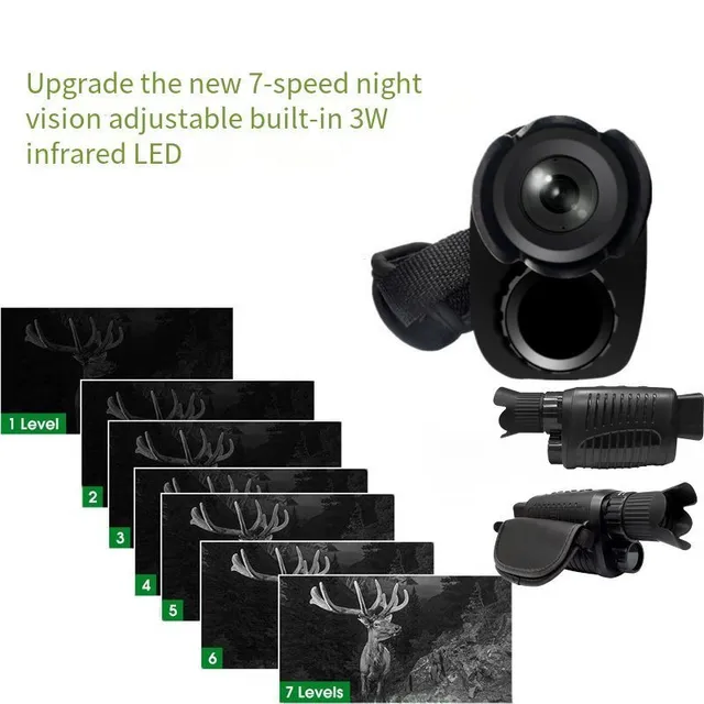 Night vision R7: Monocular with infrared light, 5x digital zoom, photo, 300m range - for hunting and observation