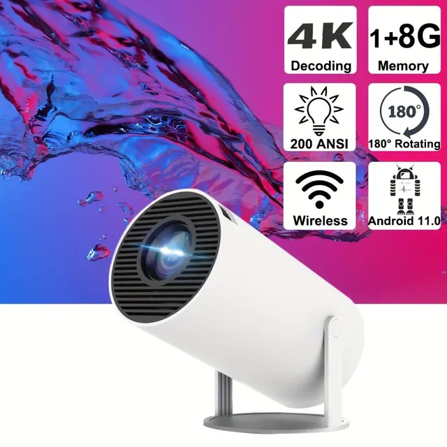 Compact projector with Android 11.0 and dual WiFi connectivity