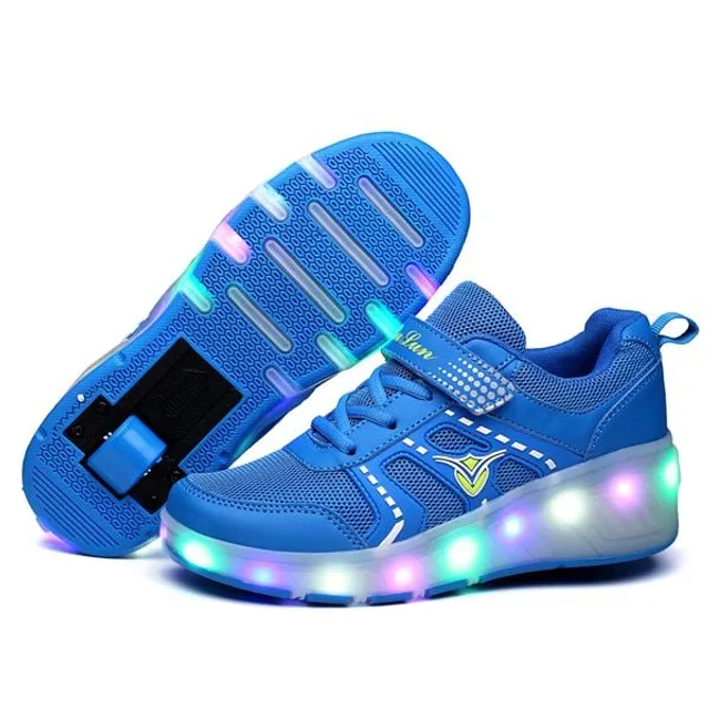 Nowoczesne dziecięce podświetlane buty LED z kółkami