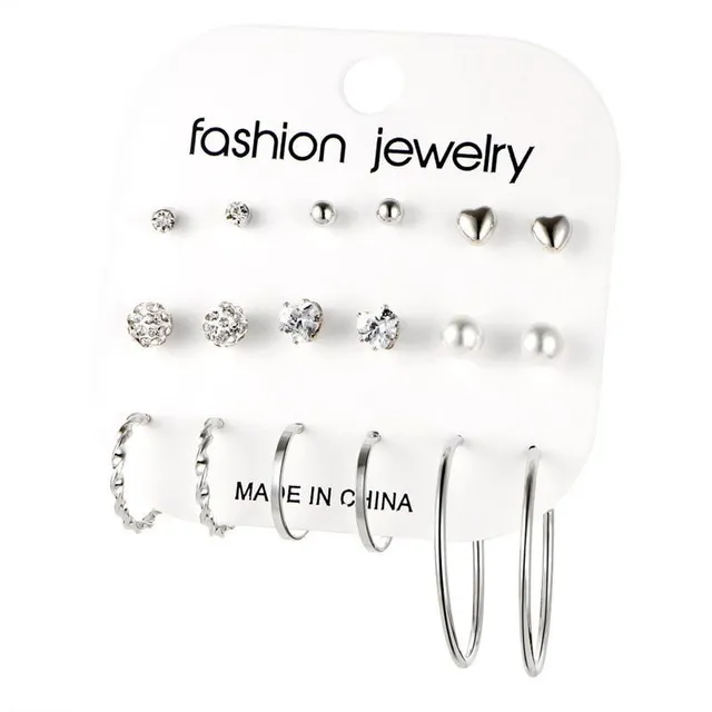 Luxury original set of modern trendy earrings in different shapes and sizes Newman