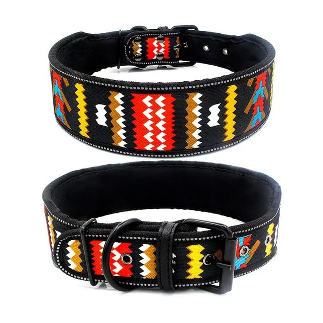 Padded wide reflective collar for dogs