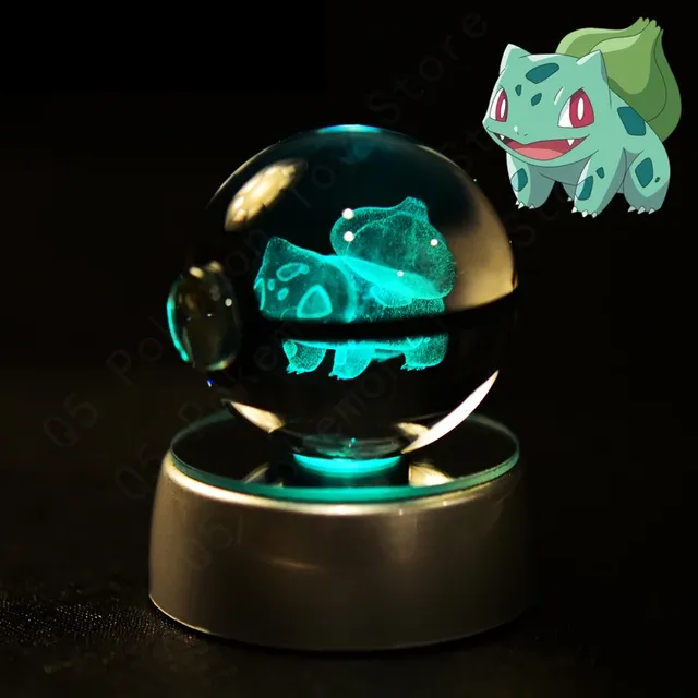 Aranyos Pokéball alakú 3D asztali lámpa Pokémon motívummal