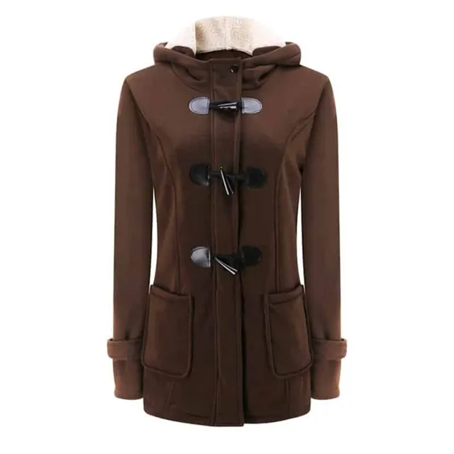 Elegant women's coat with hood SAYNOMORE