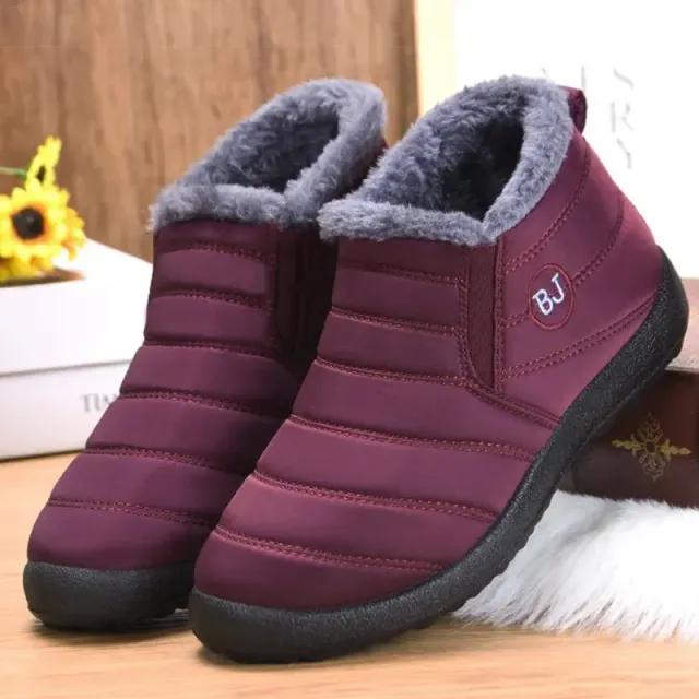 Women's winter boots - short waterproof snow boots with fur