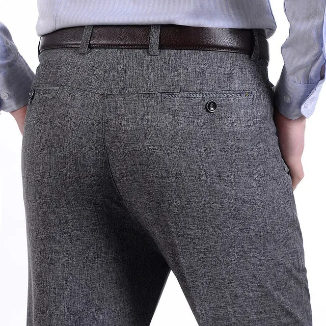 Men's elegant high-waisted formal trousers