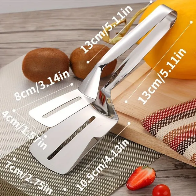 Spatule en acier inoxydable polyvalente avec pince en inox - idéale pour le poisson et le steak