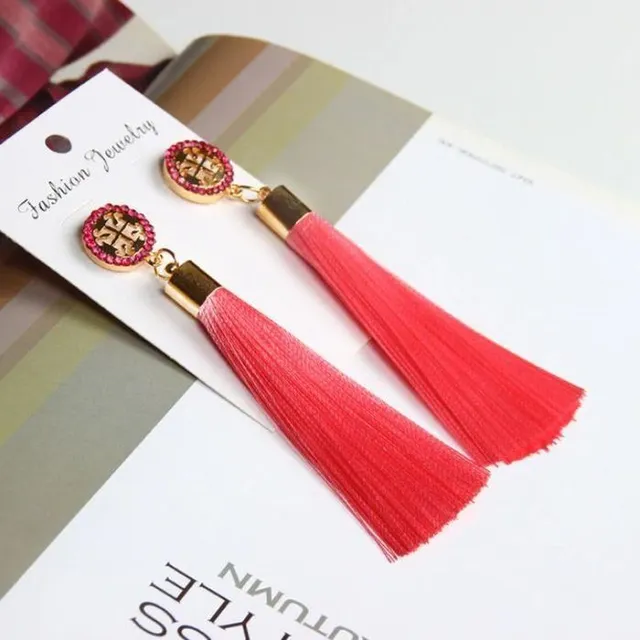 Earrings with fringes barva-ruzova