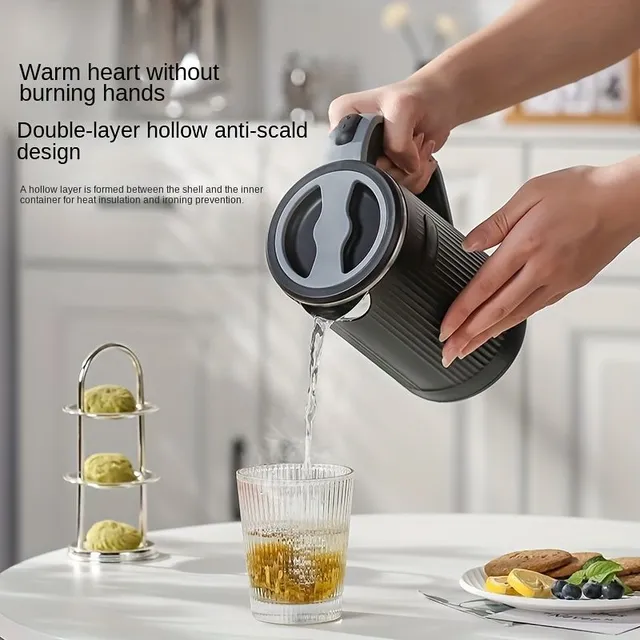 Electric kettle made of stainless steel 0.8 l with automatic switching off and protection against boiling dry