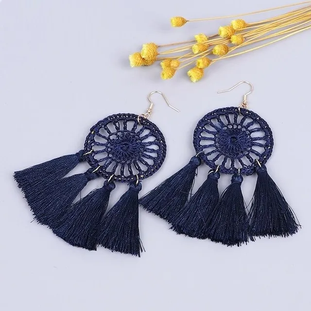 Women's hanger earrings with tassel G580