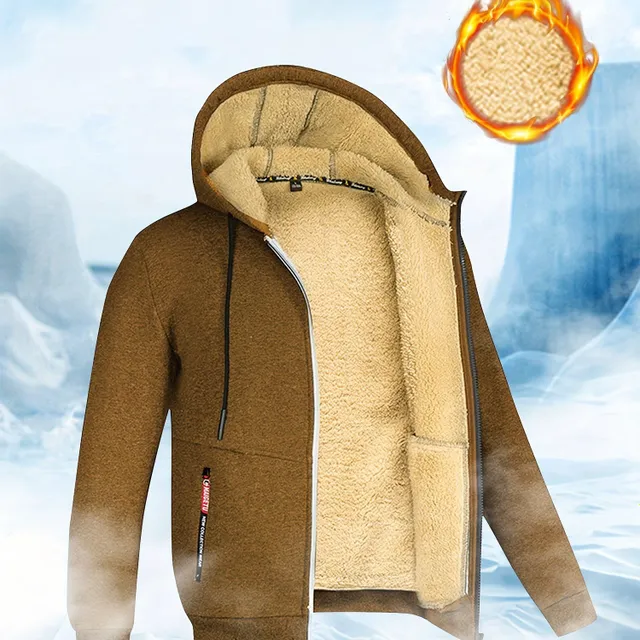 Men's winter sherpa hoodie - warm and stylish with zipper