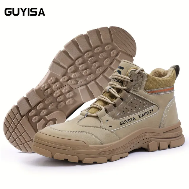 Men's work safety shoes made of suede, penetrating anti-slip with steel tip, industrial building sneakers