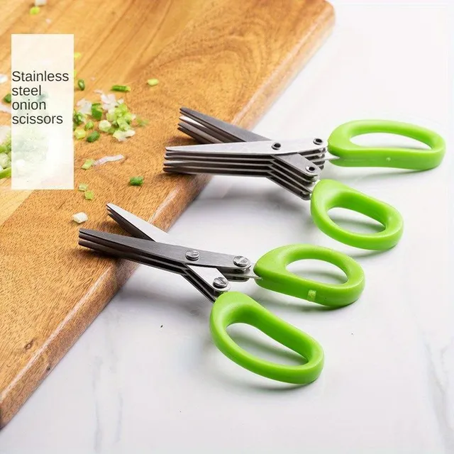 Herb scissors with 5 blades - multifunctional kitchen scissors for vegetables, algae and spices