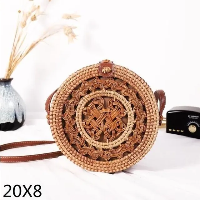 Rattan round handbag