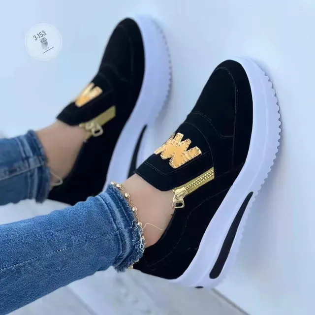 Elegant women's sneakers with zipper