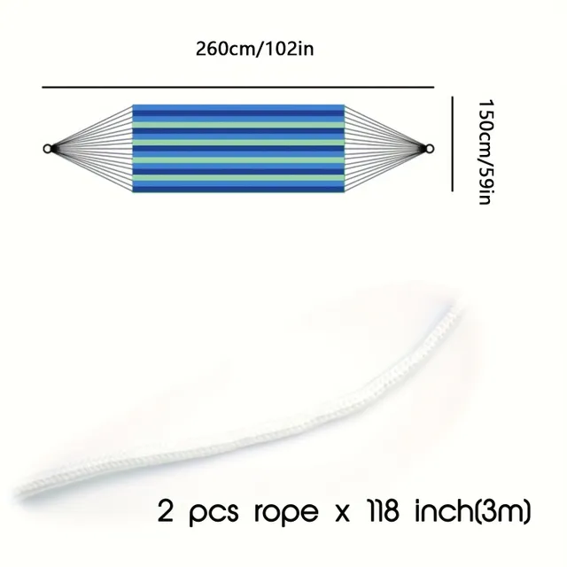 Hamaca camping cu dungi colorate - Hamaca portabilă pentru două persoane