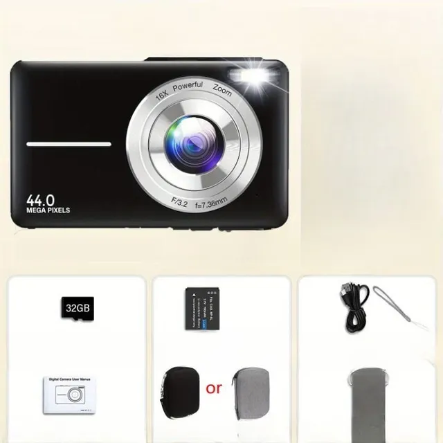 High resolution digital camera with 44 MP and 1080p HD, 16x digital zoom