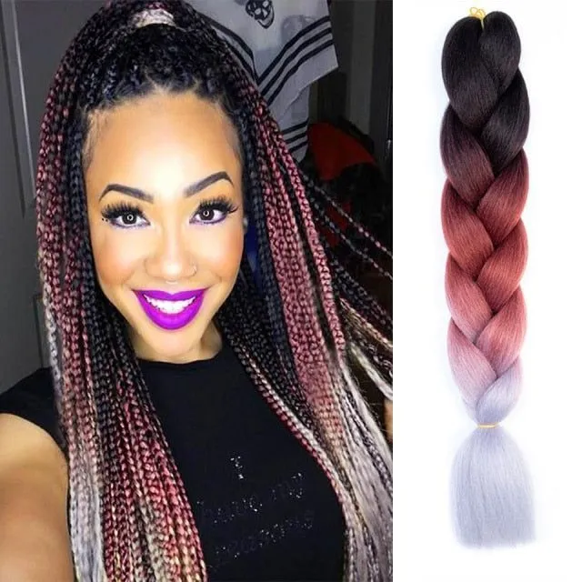 Multicoloured kanekalon hair in braids - multiple colours