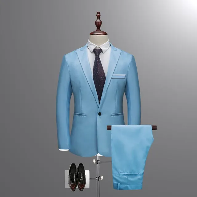 Costum slim fit pentru bărbați în diferite culori - set de pantaloni, sacou și vestă