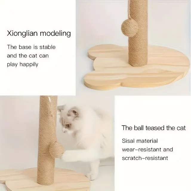 Sisal scraper for cats with wooden frame