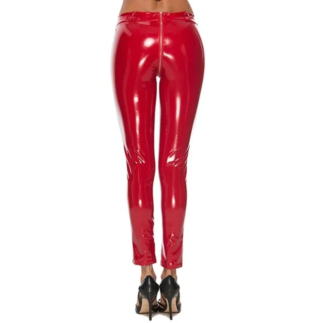 Dámske sexy latexové nohavice na zip