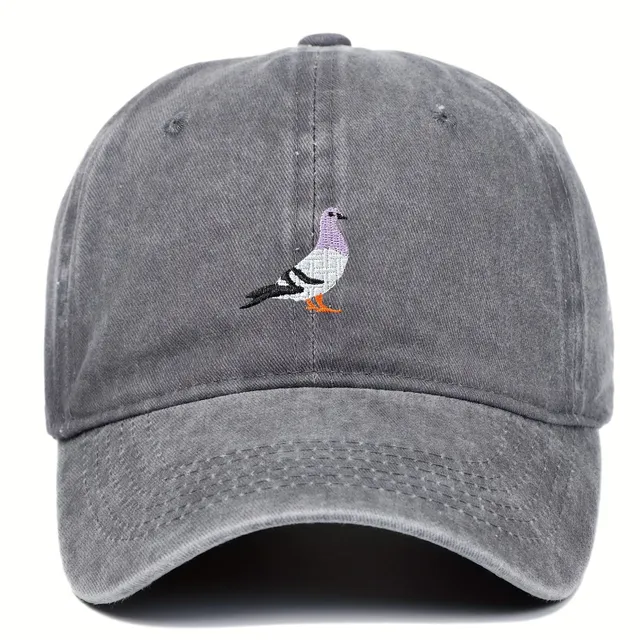 Worked pigeon retro cap - adjustable baseball cap made of denim