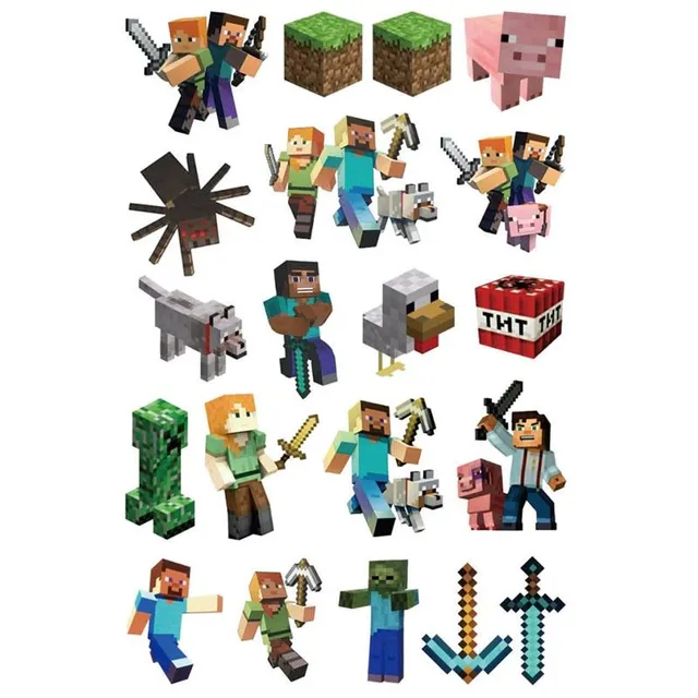 Autocolante originale pentru tatuaje cu motivul jocului preferat Minecraft