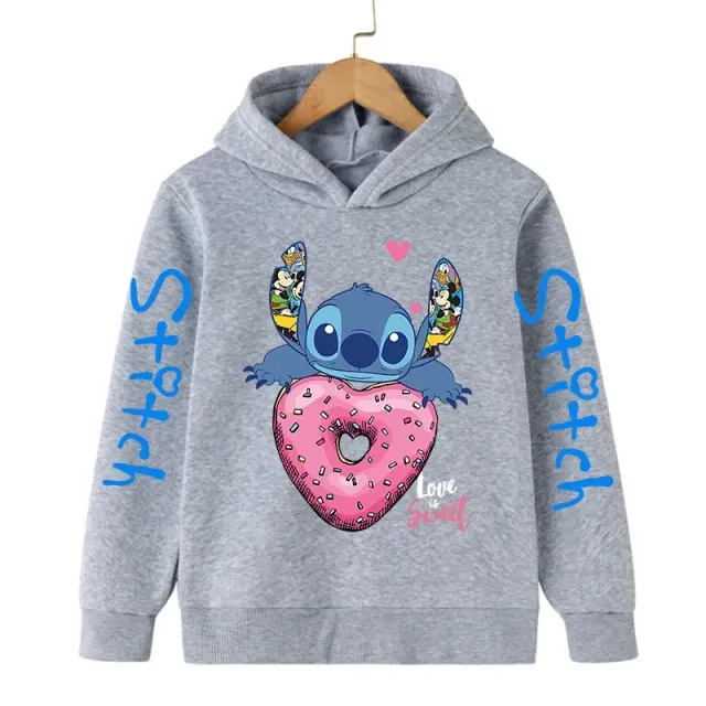 Dětská mikina s kapucí a roztomilým potiskem Stitch