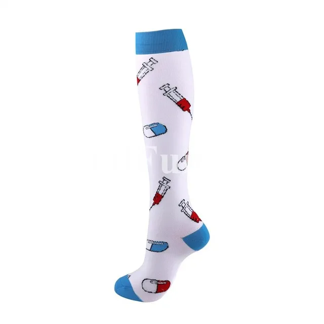 Compression high socks with various motifs