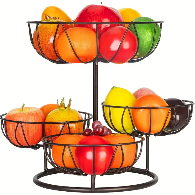 4patrový kovový ovocný koš na ovoce a zeleninu, volně stojící organizér na kuchyňskou linku, dekorativní
