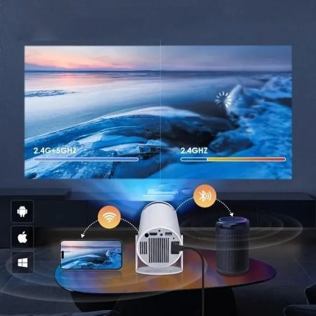 Compact projector with Android 11.0 and dual WiFi connectivity